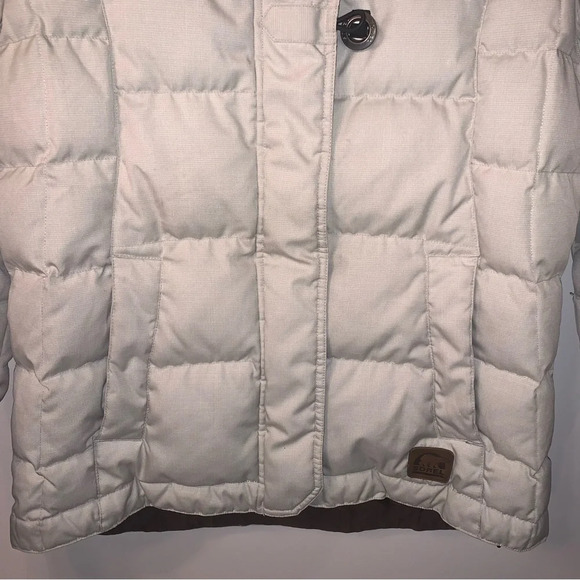 Sorel Cream Brown Winter Hooded Jacket Down Filled S - Picture 13 of 13